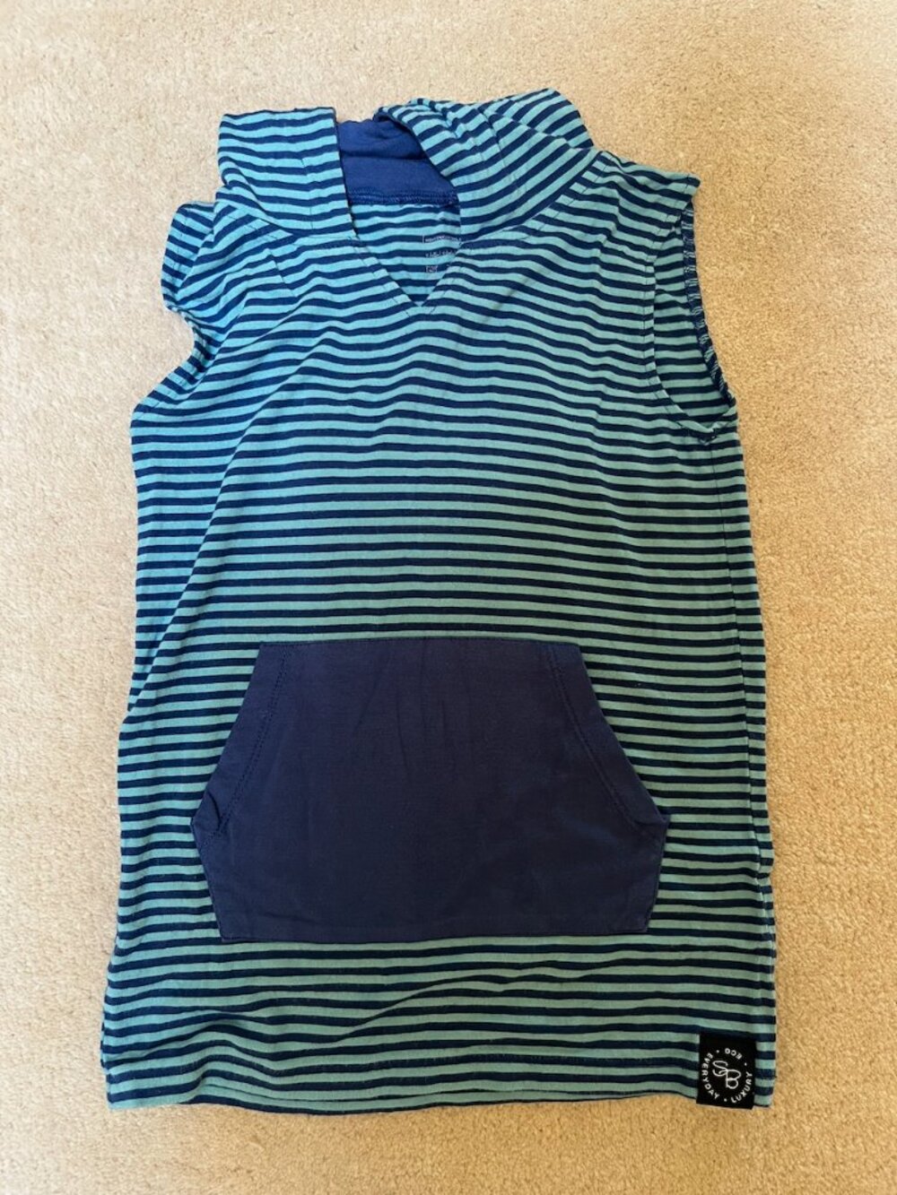 Sweet Bamboo Tank Hoodie - Navy Stripe/Bijou Blue - 6Y
